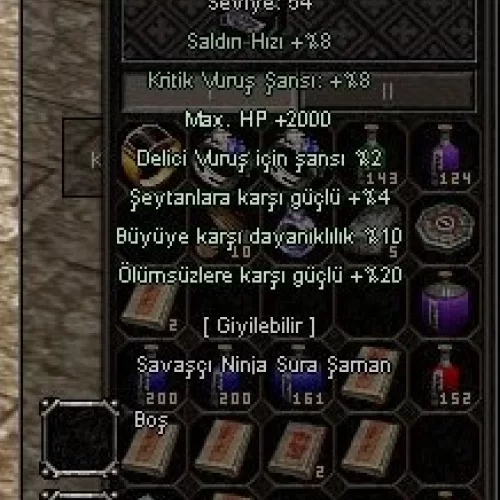 +7 cennet bilezik 2k hp 20 ölümsüz 10 büyü 2 delici